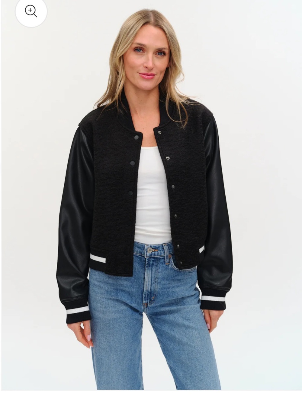 Six Fifty Black York Varsity Jacket for Women Medium